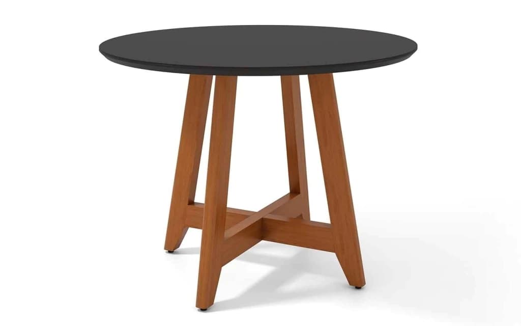 Mesa Lopas Casa Regia Imperial Redonda 1,10m (macadamia/preto)