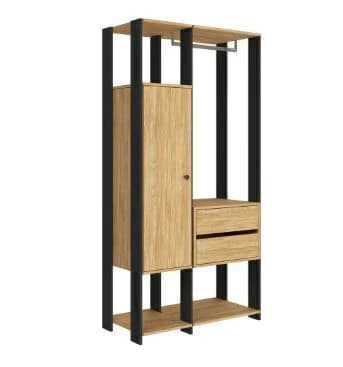 Roupeiro MovelBento MB1053 Closet 90cm 1p (preto/mel)