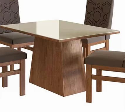 Mesa LJ Prada 1,20x0,90 com 4 Cadeiras Riviera (castanho/suede cappucino)